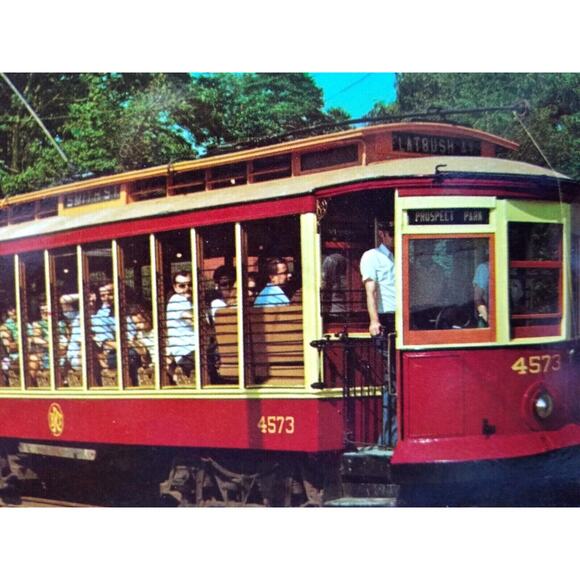 Trolly Train Railway Postcard Flatbush Prospect Park No 4573 Rail Car Dexter - Picture 1 of 3